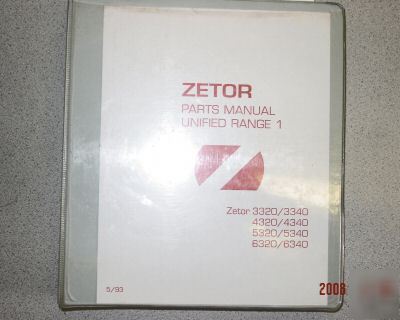 1993 zetor, tractor, parts manual unified range 1
