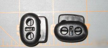 25 black bean cord locks, stops closures grips 2 hole