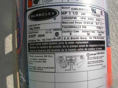 Berkeley 1.5 hp centrifugal irrigation sprinkler pump 