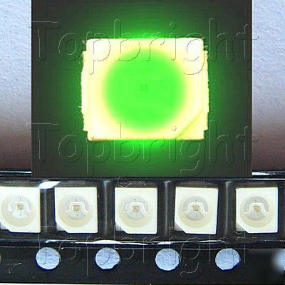 New 500 pc plcc-2 power top smd smt 1800 mcd green led 