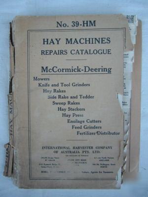 Hay machines repair catalogue: mccormick-deering, 