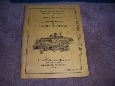 Allis chalmers 60 repair parts operator manual tractor