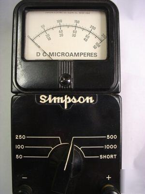 Simpson analog dc microamperes meter model 374 ham test