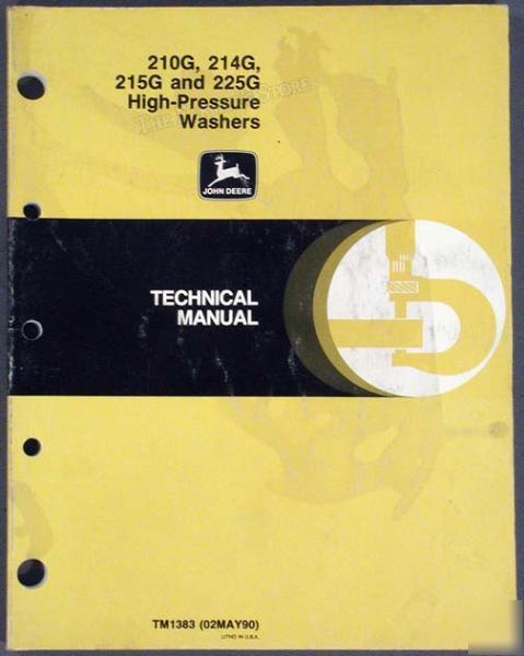 John deere 210, 214, 215, 225 g pressure washer manual