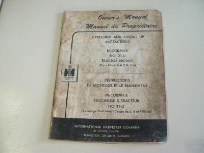 Owner's manual, international mccormick tractor mower