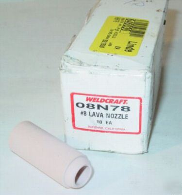 *lot of 10* linde weldcraft #8 08N78 lava tig nozzles