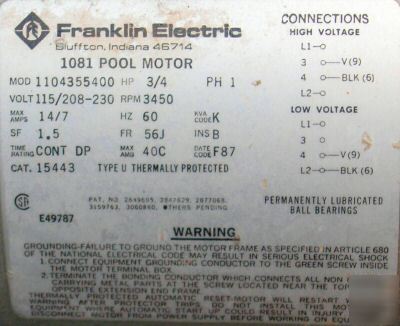 Webtrol model HB58S8 3/4 hp boost pump, 115/208-230V