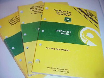 Lot of 3 john deere operator's manuals drawn planters