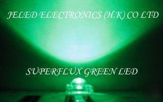 NEW500X superflux green 5MM r/h led lamp 15,000MCD f/s
