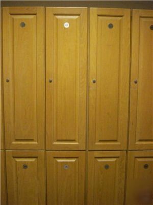 2 solid wood door lockers in a 2 tier configuration 