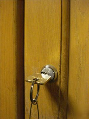 2 solid wood door lockers in a 2 tier configuration 