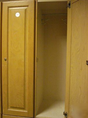 2 solid wood door lockers in a 2 tier configuration 