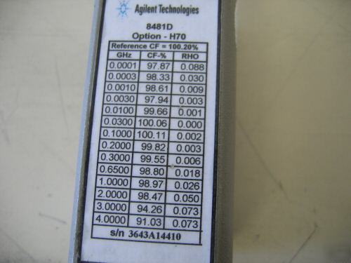 Hp (agilent) 8481D H70 power sensor, 100 khz - 4.2 ghz