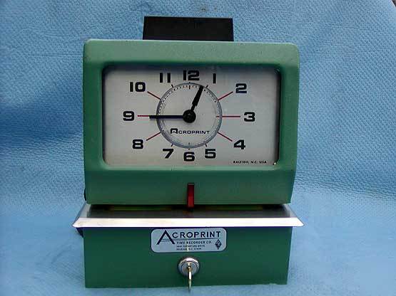 Working acroprint 125NR4 time clock recorder w/KEY1455