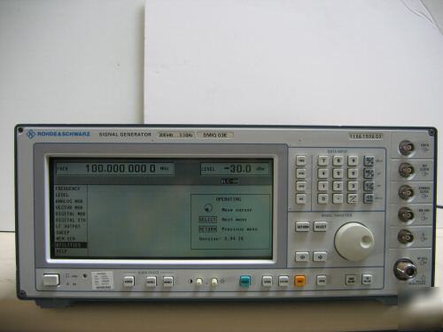 R&s SMIQ03E vector signal generator, 3.3 ghz w/ options