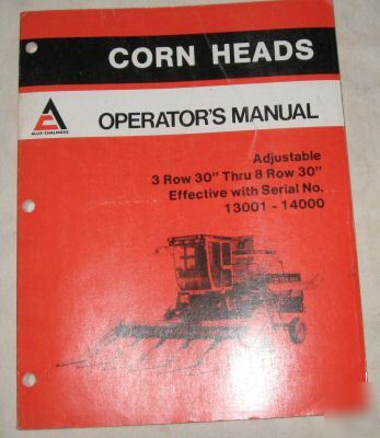 Allis-chalmers adjustable corn heads operator's manual