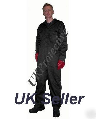 Black zip front boilersuit, overall, workwear - large
