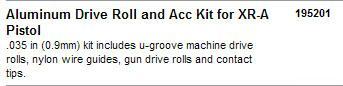 Miller 195201 aluminum drive roll/accy kit xr-a pistol