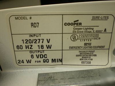 Cooper lighting sure-lites rd series model #RD7