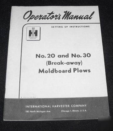 Ih intl harvester nos 20 30 break away moldboard plows