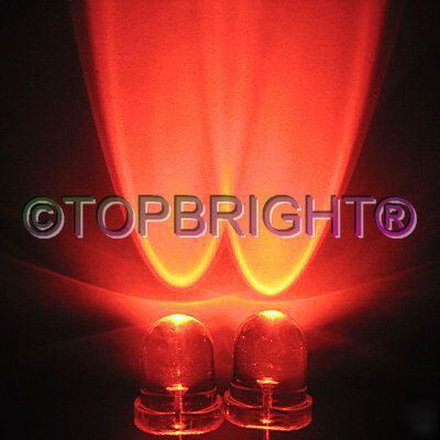 New 500 pcs 8MM wide angle 45KMCD red led f/r 40Â° 