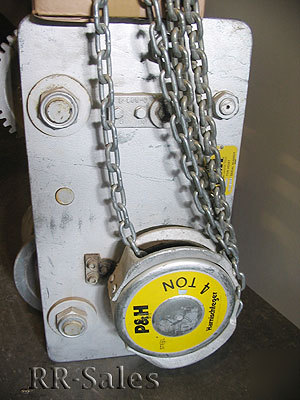 P&h 4 ton manual trolley chain hoist lift harnischfeger