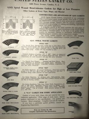 U.s. gasket co. catalog ad page asbestos