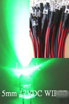 20P 12V dc pre wired 5MM 18,000MCD green led custom car