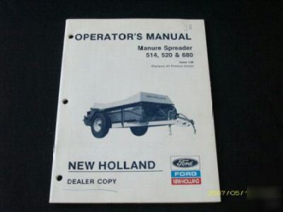 New holland 514 520 680 spreader dealer operator manual