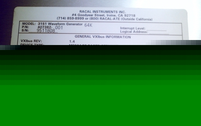 Racal 3151 100 ms/s waveform generator vxi module 64K