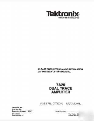 Tek tektronix 7A26 operation & service manual