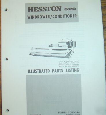 Hesston 520 windrower/conditioner parts catalog