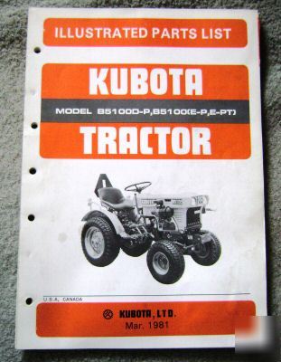 Kubota B5100D-p B5100 tractor parts catalog manual book