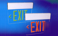 Led edge-lite exit sign with battery backup, 2 face