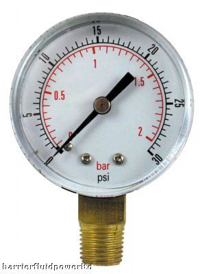 50MM pressure gauge base entry 0-30 psi air and oil