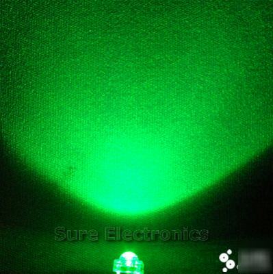 50 pcs 5MM green piranha LED1500MCD & free res