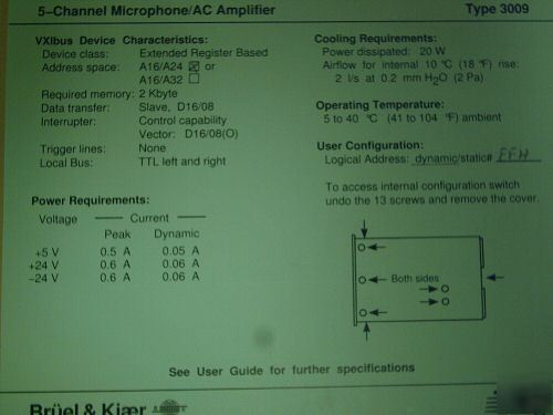 Bruel kjaer 5-channel microphone ac amplifier vxi 3009