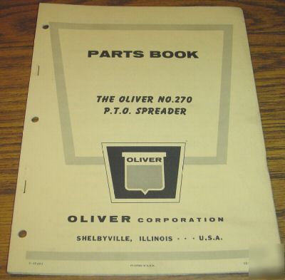Oliver 270 pto manure spreader parts catalog book