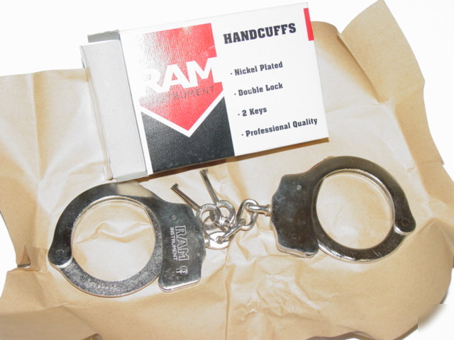 Ram handcuffs double lock professional quality nickel p