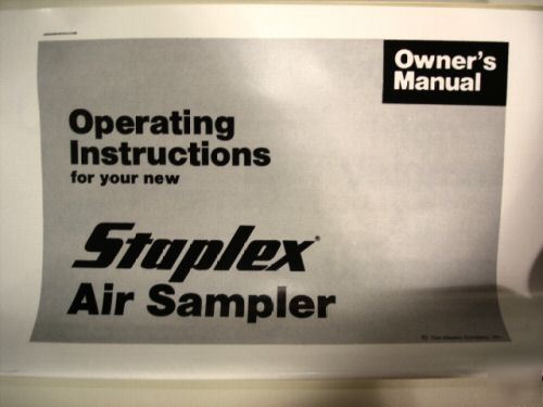 New * staplex tfia high volume air sampler*2 available 