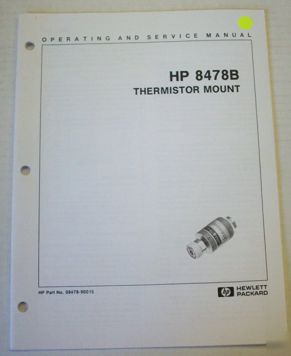 Hp 8478B thermistor mount operating and service manual