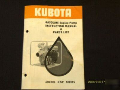 Kubota kgp series gas engine instruction & parts manual