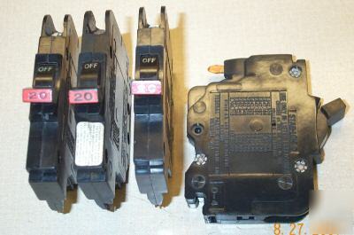 Lot of 3 fpe federal pacific stab-lok 1P 20A nc breaker