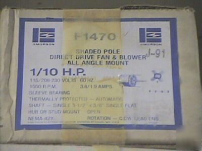 New emerson F1470 1/10 hp hvac condenser heater motor