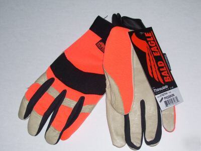 Pigskin mechanics gloves thinsulate-hi viz hunter-xxlg