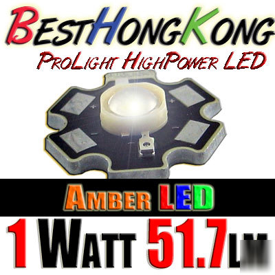 High power led set of 10 prolight 1W amber 51.7 lumen