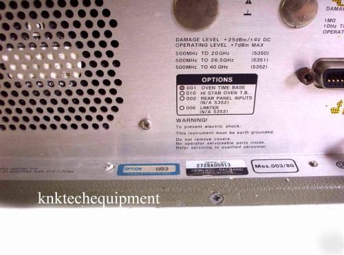 Hp 5350B 10 hz- 20 ghz microwave counter opt/ 001 H03