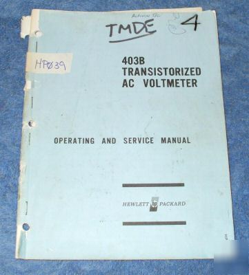 Hp - agilent 403B original service - operating manual