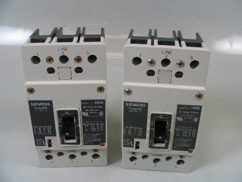 2 siemens eg frame HEM3M030 30A 480V circuit breakers