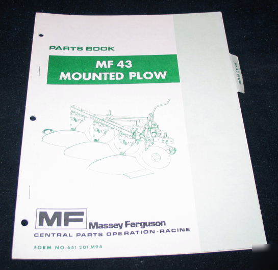 Massey harris mf 43 mounted plow